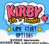 Kirby Tilt 'n' Tumble title screen for GameBoy Color